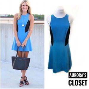 Rag & Bone 6 Blue Skater Dress Color Block Fit Flare Sleeveless